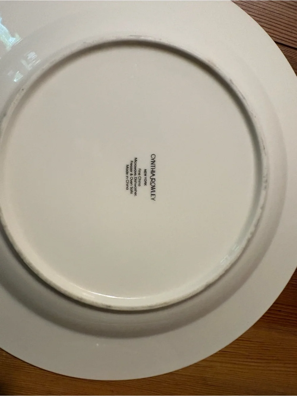 Cynthia Rowley White Dinner Plate with Blue and Green Zigzag Rim
